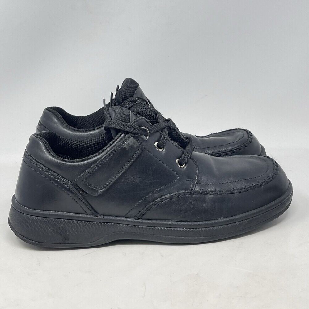 Orthofeet Jackson Tie-Less Shoes Mens 12 D Black Leather Lace Up Oxford Comfort